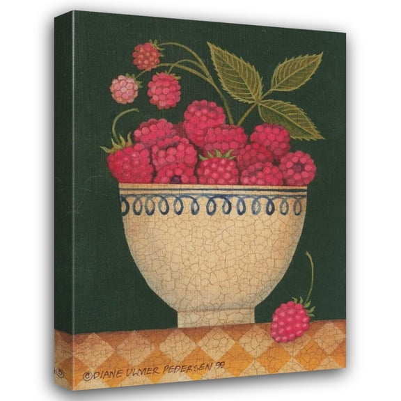 Diane Pedersen 14x18 Gallery Wrapped Canvas Wall Art Titled - Cup O Raspberries