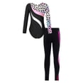 thumbnail image 2 of YiZYiF Kids Girls Gym Yoga Suit Shiny Rhinestones Print Leotard with Pants Sportswear Activewear Leopard&Hot Pink 10, 2 of 7