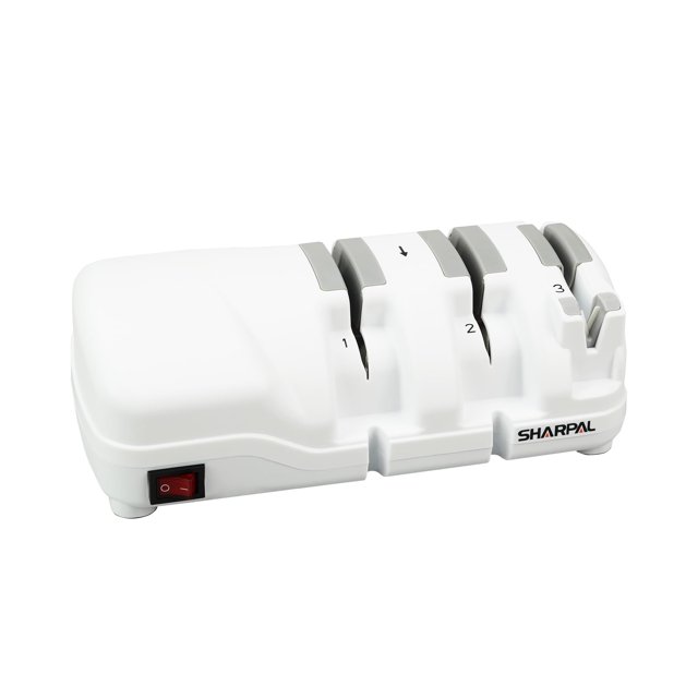 SHARPAL 198H Electric Knife Sharpener - 3 Stage Professional Knife Sharpening System with Diamond Wheels, Sharpening Double-Beveled Straight Edge and Serrated Knives, Quick Razor-Sharp
