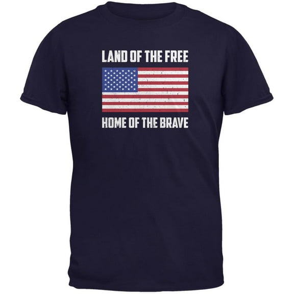 4th of July Land of the Free American Navy Youth T-Shirt - Youth Large