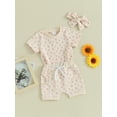 thumbnail image 4 of Musuos Baby Girls Shorts Set, 6 12 18 24M 3T Floral Short Sleeve T-shirt with Shorts and Hairband Summer Outfit, 4 of 10