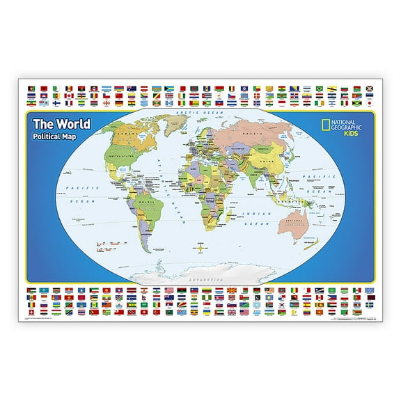 National Geographic The World for Kids Map, Laminated, 36" x 24"