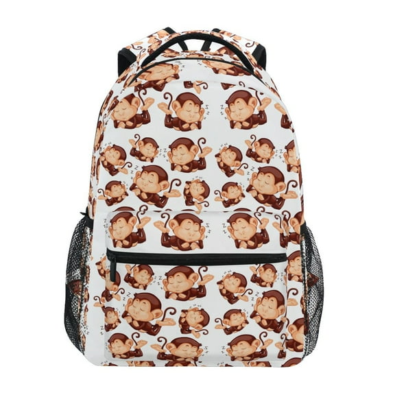 ALAZA Stylish Backpack Cute Monkey Sleeping Elementary Bookbag Personalized Laptop School Bags Travel Daypack