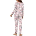 thumbnail image 5 of Tutolipy Butterfly Cherry Printed Pajama Set for Women, Crewneck Sleepwear Cozy Pjs Set Long Sleeve Shirt and Pajama Pants Lounge Sets, L, 5 of 7