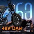 thumbnail image 4 of URLIFE 16"*3.0 Electric Bike for Adult,750W Rated Motor,20Mph Max Speed,48V 13Ah Removable Battery,Fat Tire E Bike,80Miles Range,UL2849, 4 of 11