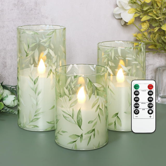 Velas LED Sin Llama Club de Cristal 3 Columnas de Vidrio con Control Remoto