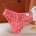 thumbnail image 2 of Fiaer Lace Panties for Women Cheeky High Cut Underwear Solid Color Stretch Breathable Briefs Watermelon Red XL, 2 of 3