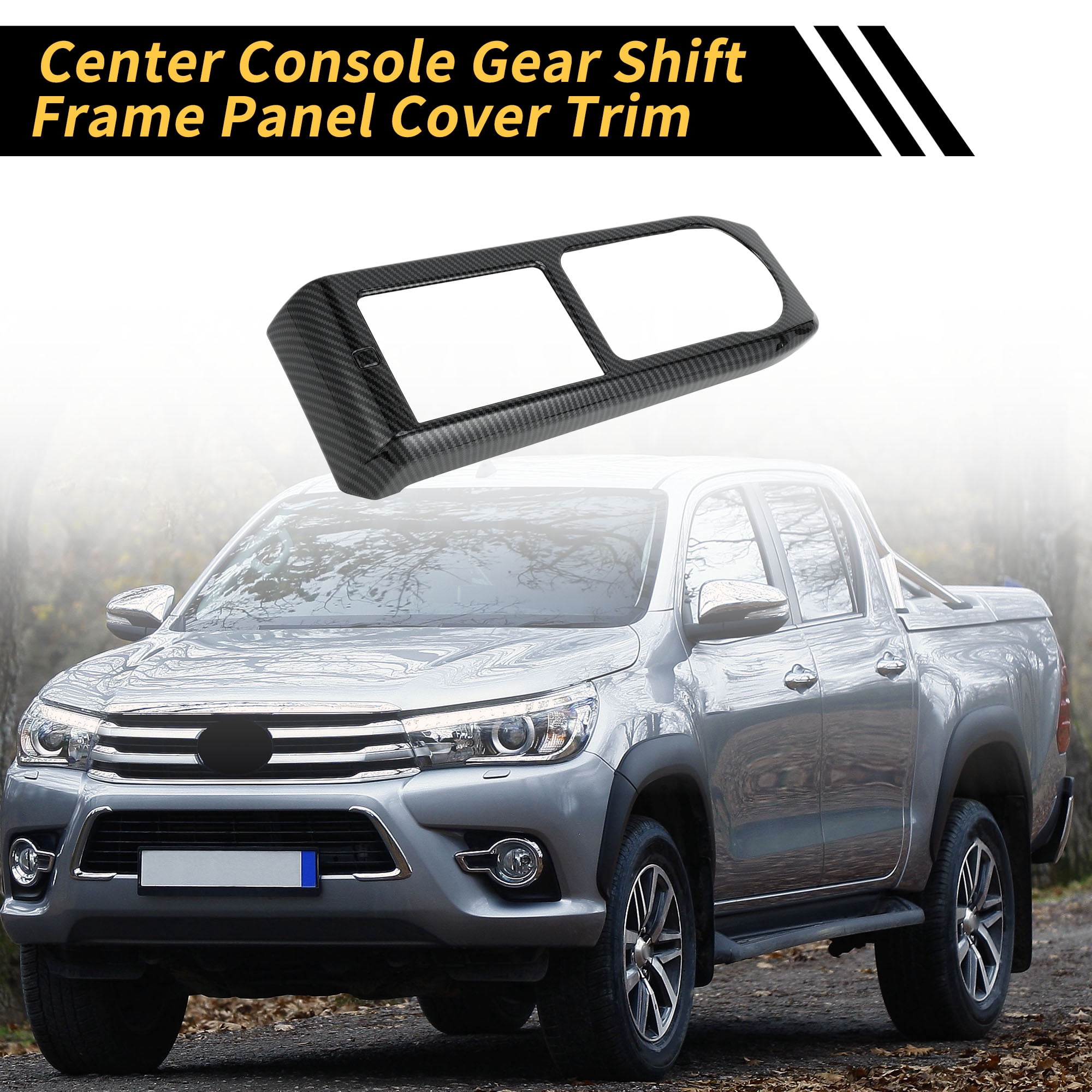 Unique Bargains 1 Pcs Center Console Gear Shift Frame Panel Cover Trim for Toyota Tacoma 2016-2023 Gear Shift Panel Decor Cover Sticker Carbon Fiber Pattern ABS Black