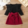 thumbnail image 2 of TAIAOJING Toddler Kids Baby Girls Fashion Skirt Outfits Ribbed T Shirt Tops Button Mini Skirts Set 2Pcs Clothes Set 2-3 Years, 2 of 9