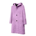 thumbnail image 6 of Ecqkame Women's Wool Trench Coats Casual Winter Daily Loose Coat Medium Length Hooded Button Long Sleeved Peacoat Purple M, 6 of 9