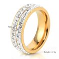 thumbnail image 5 of Two Rowes White AAA CZ Gold/Silver Band Stainless Steel Women's Rings Sz 6 7 8 9, 5 of 7