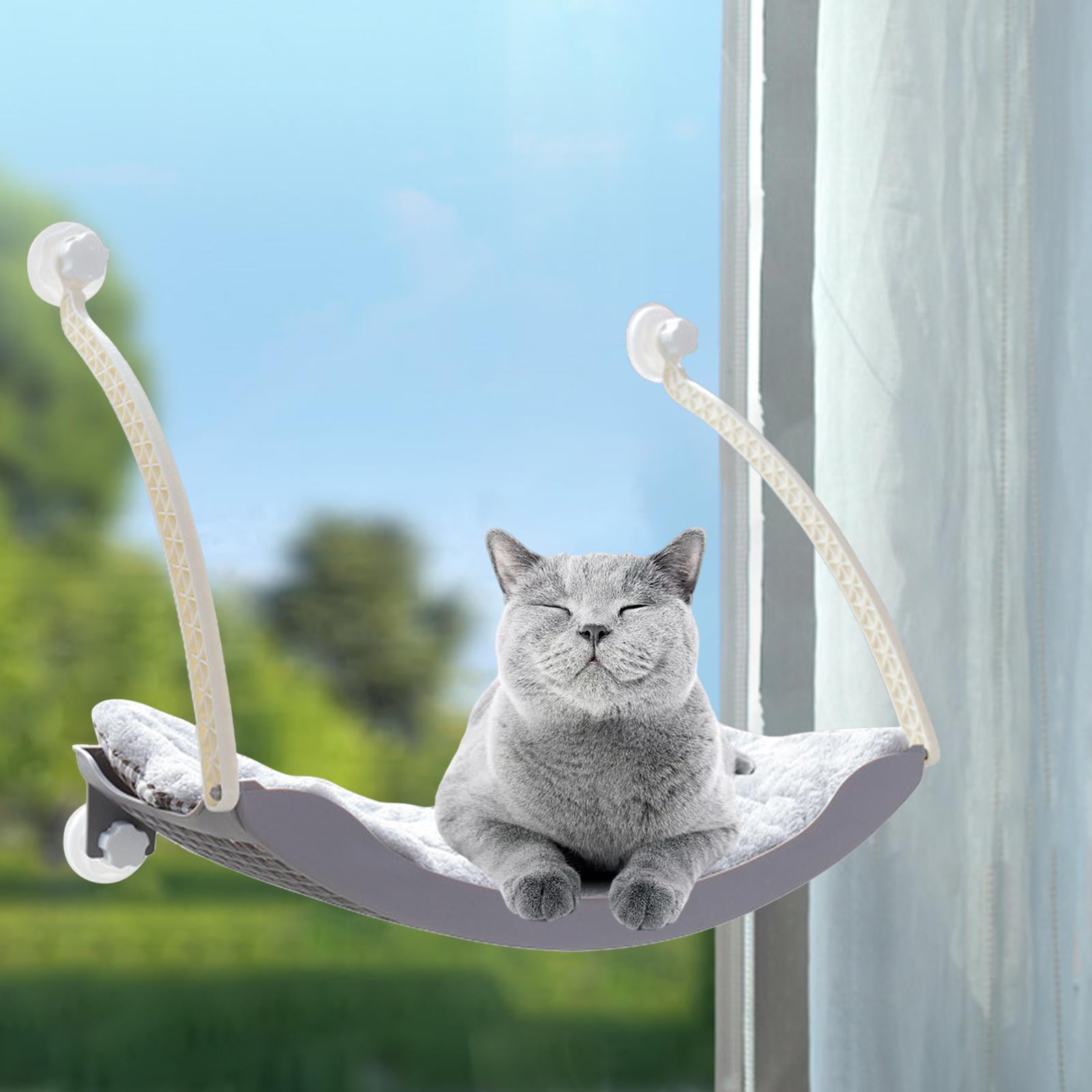 , Cat Window Perch Suction Cups Space Saving Cat Hammock Pet Resting Seat Shelves - Providing 360 degree Sunbath for Cats , Gray