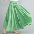 thumbnail image 2 of Yindaity Women's Girls Elastic Waist Long Flowy Bohemian Cotton Casual Maxi Skirt for Summer Beach Holiday Mint Green,One Size, 2 of 5