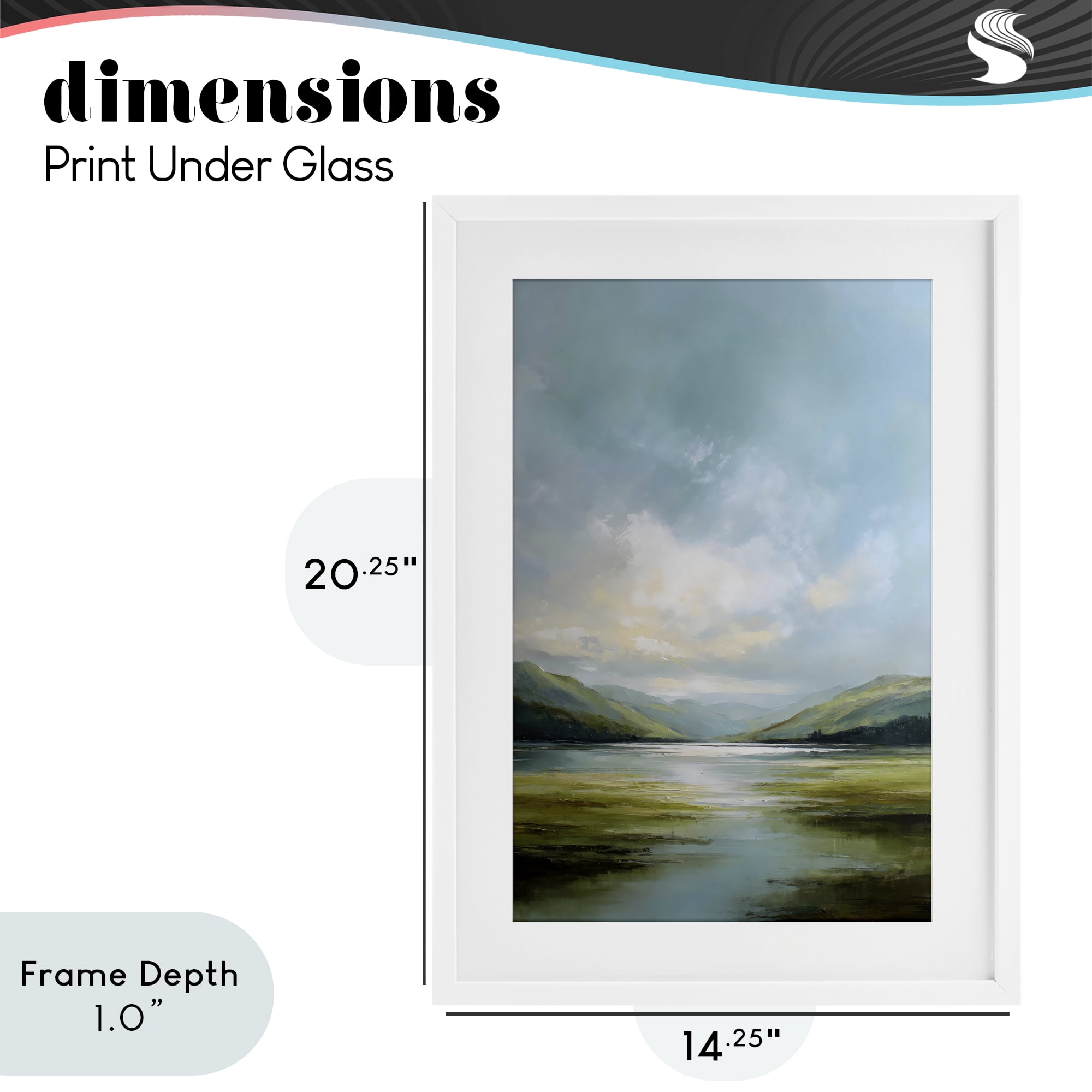 Stupell Industries Here Comes Sun over Valley White Framed Print Under Glass, design by Petal Prints Design