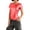 #007-Red, variant on Craaazy Women's Shiny Metallic Crewneck Short Sleeve Slim Fit Blouse Solid Color Trendy Casual Party Top for Spring Summer Gifts