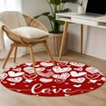 thumbnail image 5 of Red Love Valentines Round Area Rug 4ft, White Love Heart Washable Non-Slip Circle Rugs for Bedroom Living Room Kitchen, Soft Non Shedding Circle Carpet for Dining Room Dorm, 5 of 9
