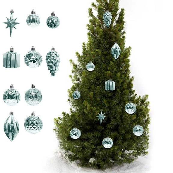 Pompotops Christmas Decorations 24PCS Christmas Tree Balls Ornament, Pendant Party Supplies Tree Hanging Plastic Ball for Holiday Wedding Party Decoration, Xmas