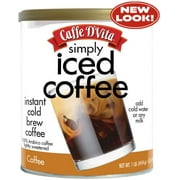 (6 Pack) Caffe D'Vita Simply Iced Coffee - Coffee, 16 oz Canister