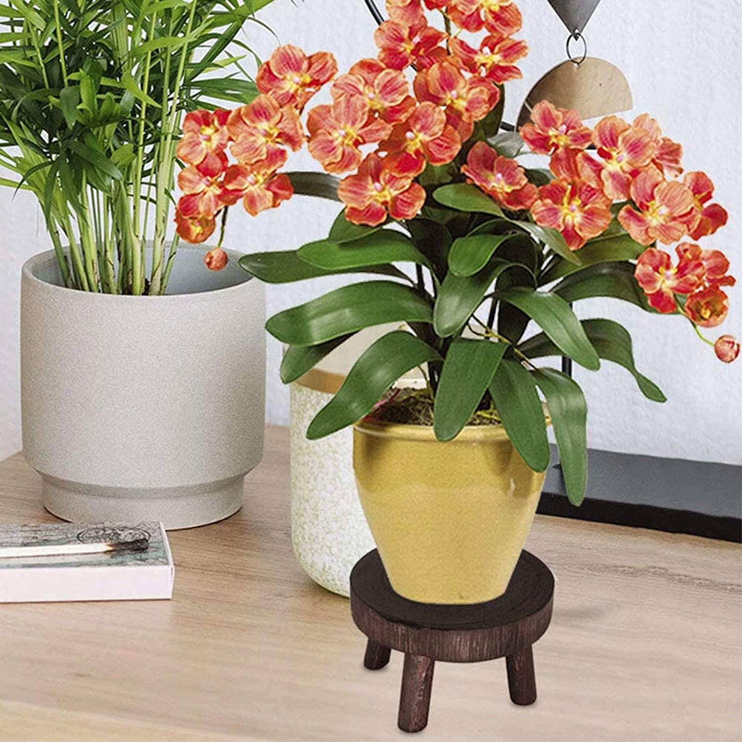 Support Pour Pot De Fleurs, Mini Tabouret Rond Décoratif En Bois, Support De Plantes En Bois, Tabouret De Jardinage, Supports De Plantes D'intérieur, Pot De Fleurs De Jardin En Grain De Bois