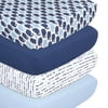 The Peanutshell Fitted Crib Sheet Set for Baby Boys or Baby Girls, Blue Nautical Theme, 4 Pack Set