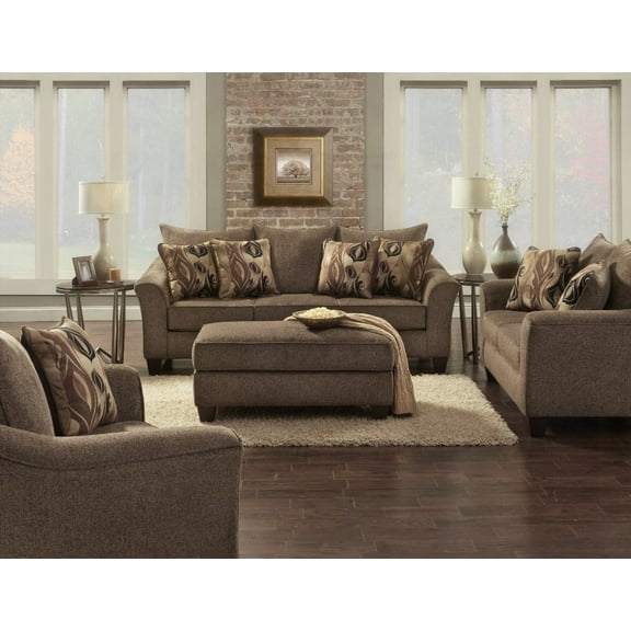 Modern Minimalist Fabric 4-Piece Living Room Sofa Set (220×80×75cm) with Upholstered Back and Cushions