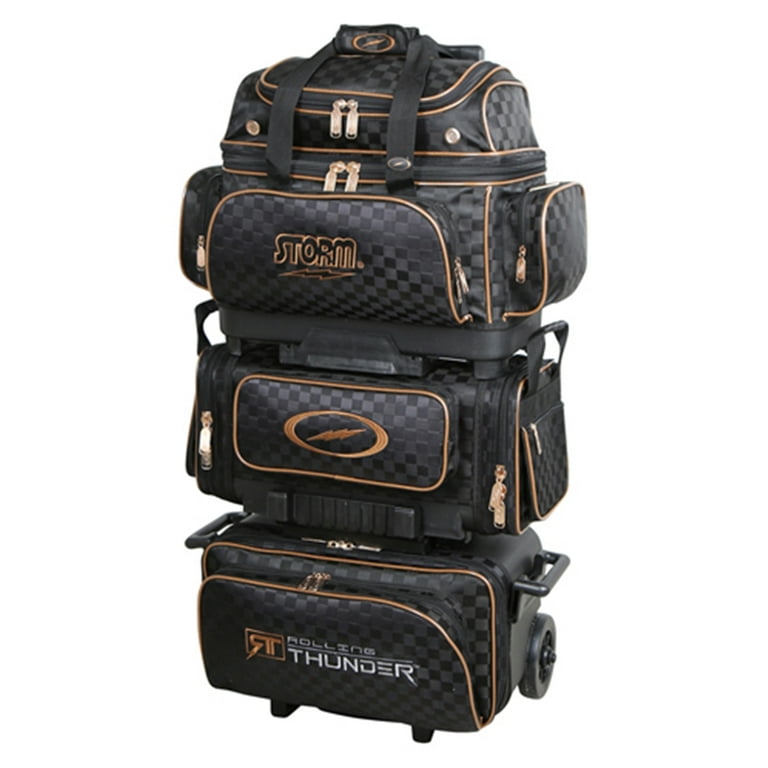 STORM ROLLING THUNDER ボウリングバッグ 黒 ゴールド Storm 6 Ball Rolling Thunder Checkered Bowling Bag- Black/Gold