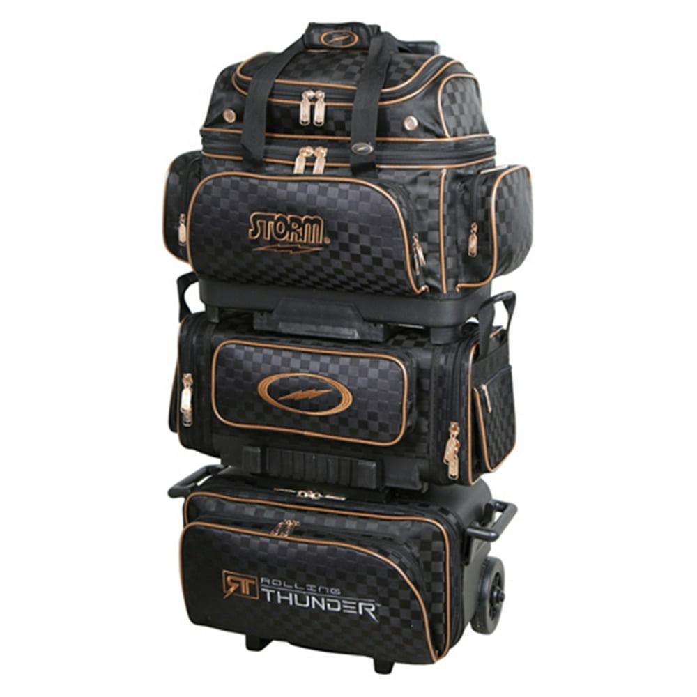 Storm 6 Ball Rolling Thunder Checkered Bowling Bag- Black/Gold 
