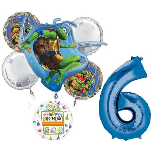 TMNT Theme 6th Birthday Party Supplies Ninja Turtle Mayhem Balloon Bouquet Decorations