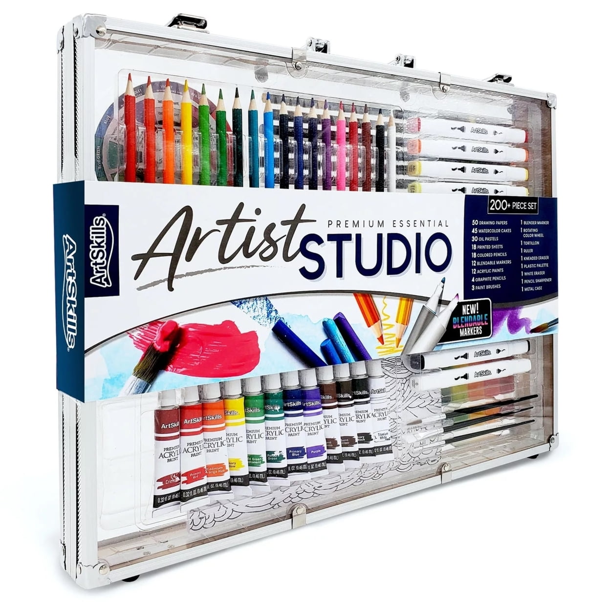 ArtSkills Essential Portable Premium Art Supply Kit for Beginner, 200 Pieces Drawing Set for Kids & Teens