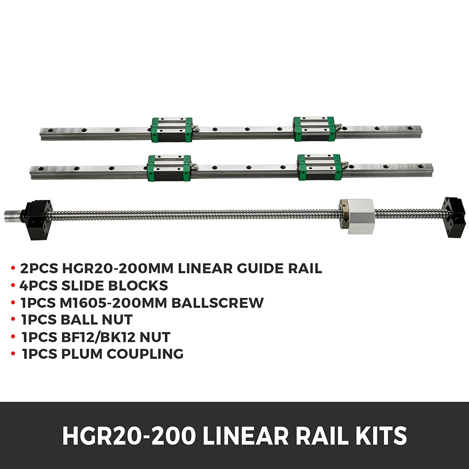 rm1605-200mm bala circulación husillo set 2stk hgr20-200mm linear liderazgo Guide Rail 