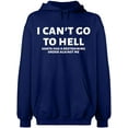 thumbnail image 2 of OXI Hoodie Sweatshirt - I Can't Go To Hell, Basic Casual Hoodie for Men's and Women Fleece Hoodie Long Sleeve - Navy Blue Large, 2 of 3