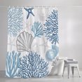 thumbnail image 3 of Navy Blue Gray Coastal Shower Curtains for Bathroom, Summer Beach Coral Shell Ocean Waterproof Fabric Shower Curtain, Decorative Bathroom Curtain for Bathtub, 72"x72" , No Hooks Included, 3 of 9