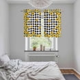 thumbnail image 6 of 2 Panels Kitchen Tier Curtains 39 Inch Length, Yellow Sunflower Grommets Window Treatment Curtain, Summer Bee Floral Black White Plaid Thermal Curtains Drapes for Living Room/Bathroom, 6 of 9