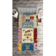 thumbnail image 2 of Ambesonne Saying Quilted Coverlet 2 Pcs, Positive Vibes Theme Words, Twin Size, Yellow and Pink, 2 of 2