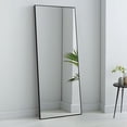 thumbnail image 1 of Espejo de cuerpo entero, espejo de pared, 65 x 22 pulgadas, marco de aluminio ultrafino, colgado o apoyado en la pared, espejo de tocador, espejo rectangular grande para dormitorio,Black-with Stand, 1 of 2