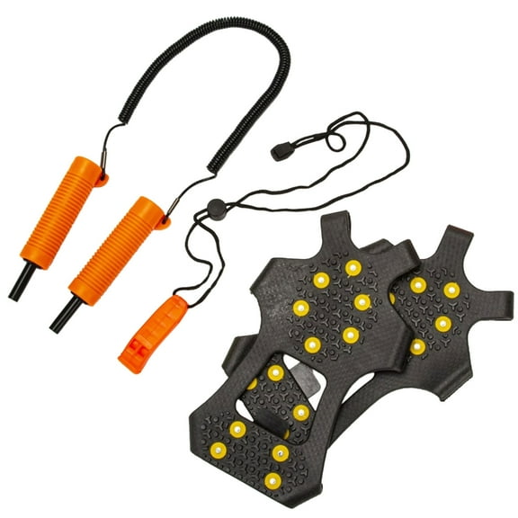 Emergency Gear Non-Grip Spikes with Whistles Steel Ice Pick Sets for Ice Fishing