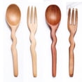 thumbnail image 5 of TINKER Wooden Long Handle Wavy Solid Wood Fork Dessert Restaurant Small Wooden Spoon Home Tableware Old Oil Paint Fork, 5 of 6