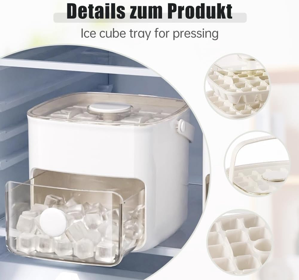 48 Cube Ice Maker with Easy Press Lid, Double Layer Portable Ice Tray with Storage Box, BPA-Free Press-Type Mold for Whiskey/Cocktail/Coffee (1 Piece, Green)
