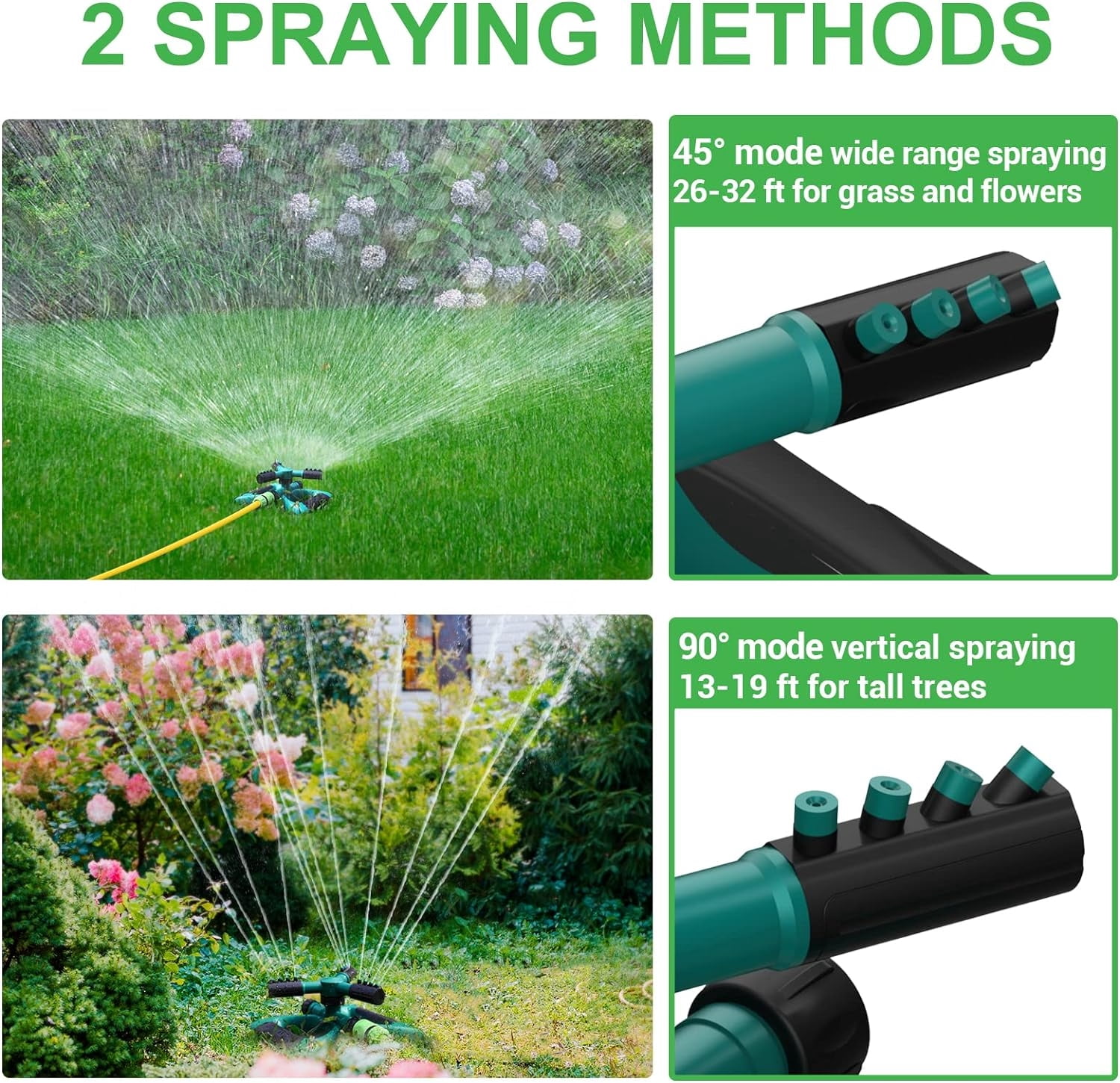 Teblint Garden Sprinklers, Water Sprinkler Automatic 360 Degree Rotating Irrigation System for Lawn Yard and Large Coverage Area Oscillating Hose (Green)