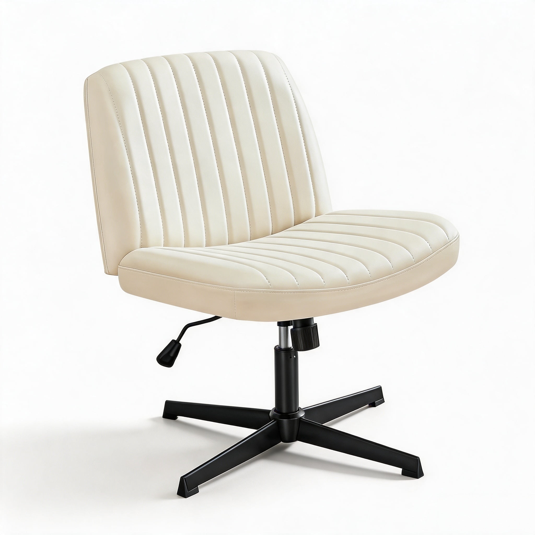 Cross-Legged Armless Swivel Chair without Wheels for Home Office
