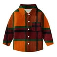 thumbnail image 4 of Long Sleeve Plaid Button Up Shirts for Boys Girls Classic Collared School Uniform Tops Kids and Toddlers Blouses (3 Years, Orange), 4 of 7