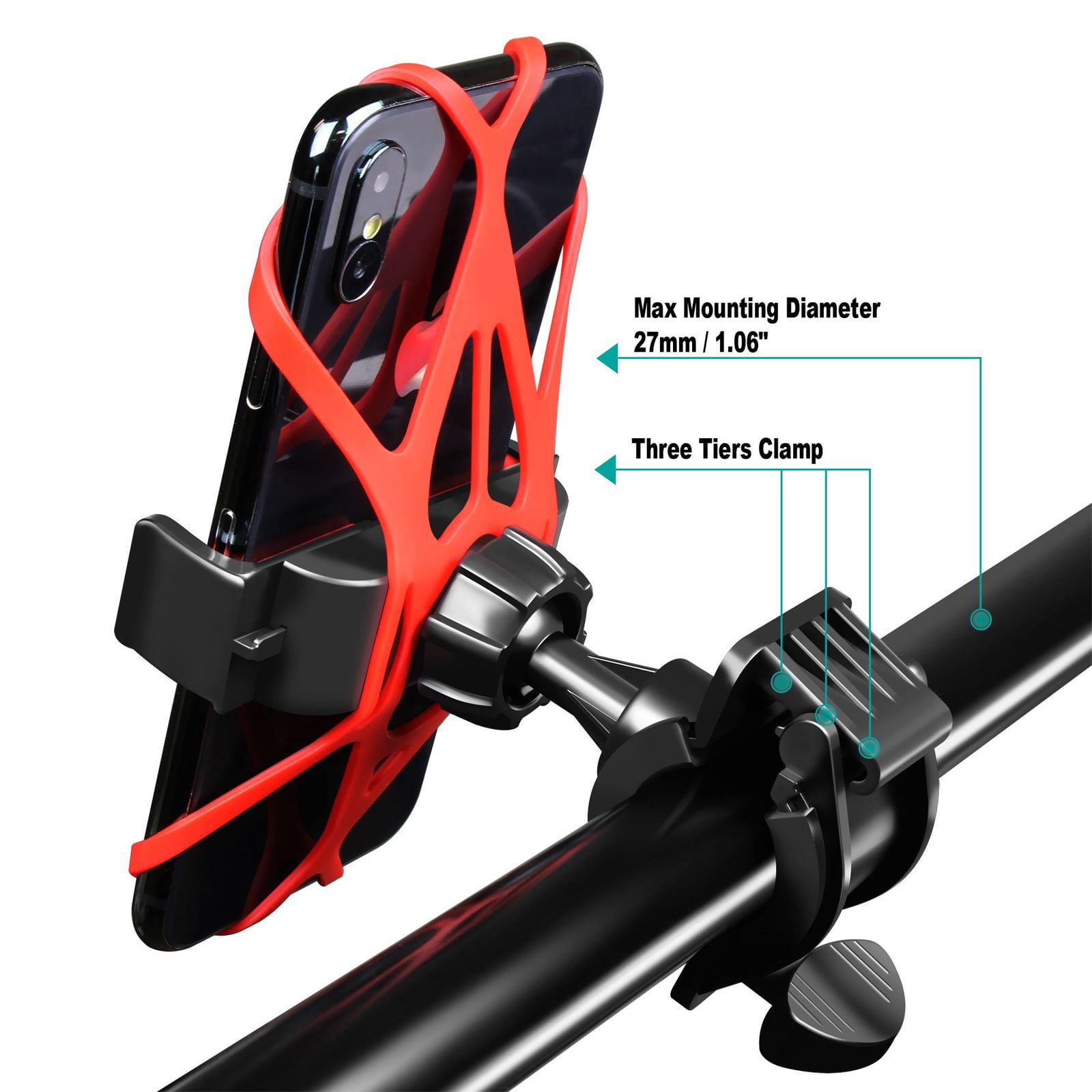 Ionx Bike Phone Holder Mount With Rubber Bands, 360 Adjustable For Bicycle  Scooter Compatible With Iphone Cell Phones Gps (max 6.8 Inch) : Target