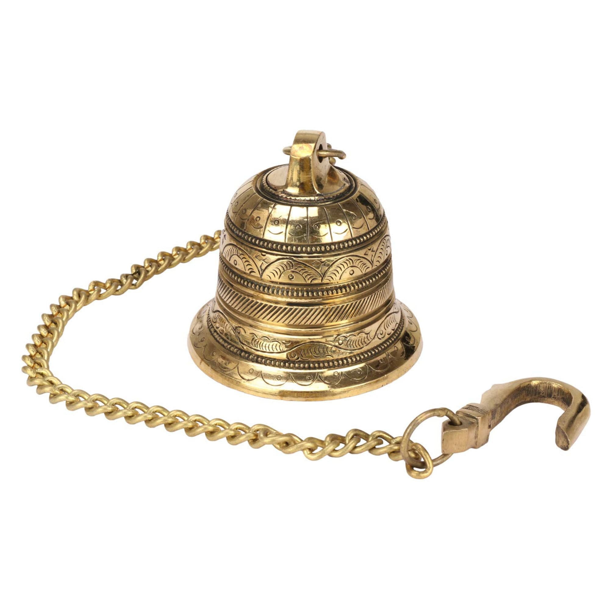 VINTAGE BRASS TEMPLE Bell Brass Bell Hanging for Pooja Room & Living