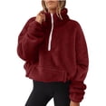 thumbnail image 1 of WEIYLL Womens Fleece Jacket Soft Turtleneck Half Zip Solid Color Color Red Ladies Fall Tops And Blouses Size S, 1 of 5