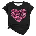 thumbnail image 3 of Harpily Shirts for Women Women Breast Cancer Heart Ribbon Print Loose Casual Short Sleeve T Shirt, 3 of 3