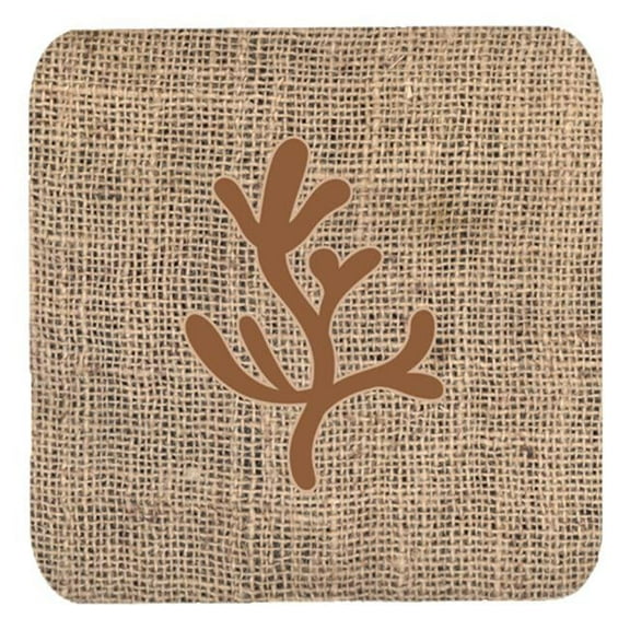 Coral Burlap and Brown Foam Coasters, Set - 4