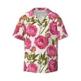 thumbnail image 4 of Uemuo Rose Flowers Pattern Cotton Linen Short Sleeve Shirts,Casual Lightweight Button Down Shirts,Vacation Beach Summer Tops-Small, 4 of 7