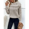 thumbnail image 4 of Casual Pullover Sweater For Women Pile Collar Knit Raglan Sleeve Sweater Jumper Tops, 4 of 7