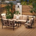 thumbnail image 3 of STARY Outdoor Patio Furniture Set, 5 Piece Patio Furniture Set, 2 x Swivel Chair, 1 x 3-Seats Sofa, 1 x 2-Seats Sofa, and 1 x Coffee Table, Metal Conversation Set for Porch, Balcony, and Backyard, 3 of 10
