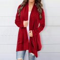 thumbnail image 2 of Cardigan Sweaters For Women Solid Color European American Mid Length Coarse Knit Cardigan Polyester Spandex Blended Cardigan Outerwear Jackets 1X Red Xl Sweaters For Women, 2 of 6